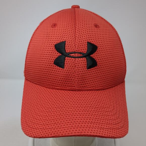 Under Armour Fitted Hat Red Large Embroidered Logo Vent Holes Outdoor - Picture 2 of 9